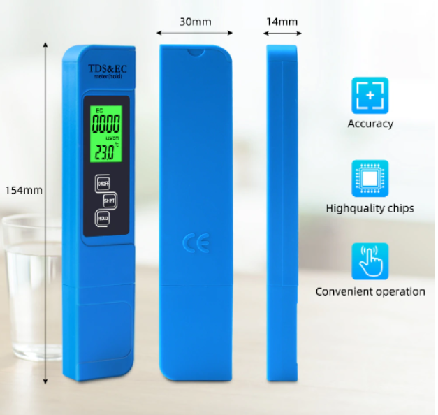 EC TDS Meter LCD Display Conductivity Tester Water Quality Monitor Reader Test