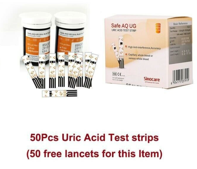 Uric Acid Blood Test Strips for Sinocare Safe AQ UG  2 in1 Multifunction Meter