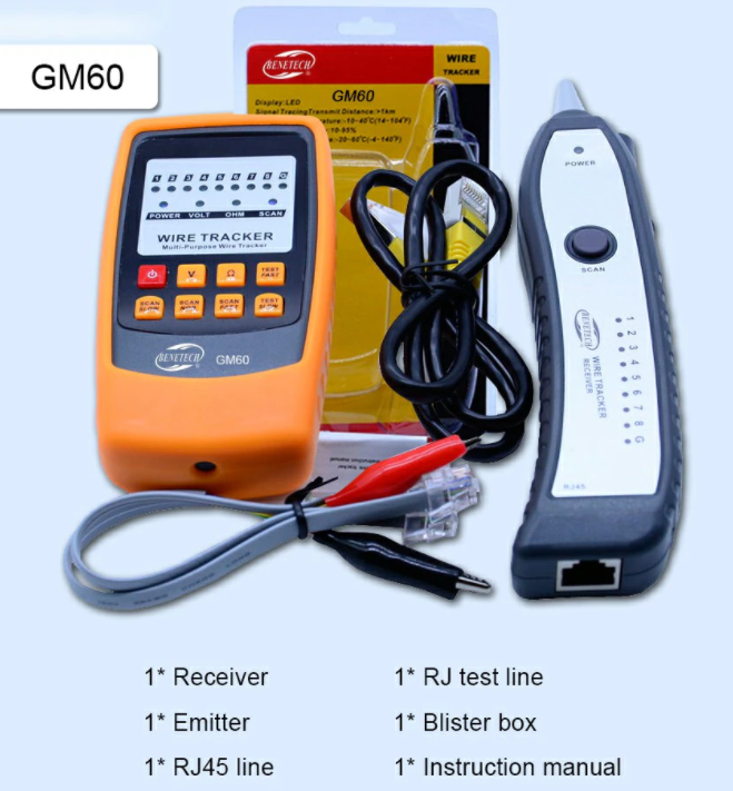 Network Finder Cable Emitter Receiver Detector Wire Cable Tracker Test