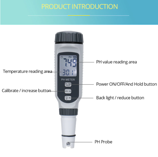 PH & Temperature Meter Digital Portable Water Quality Monitor Tester PH818