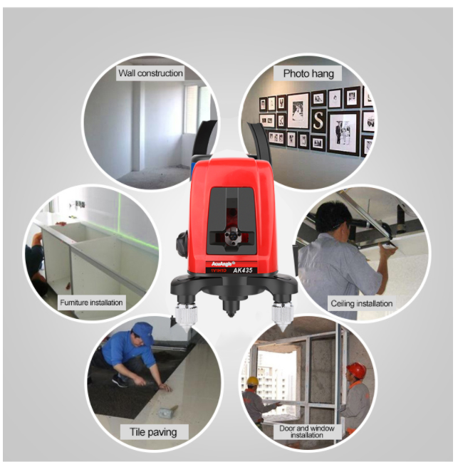 Laser Level 2 Line Red Beam Line 360 Degree Rotary Level Self-leveling