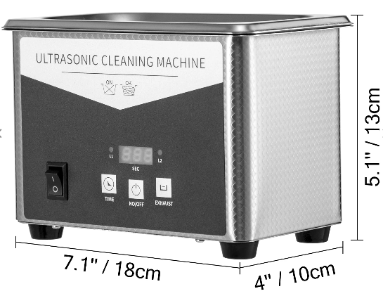Ultrasonic Cleaner Ultra Sonic Bath Cleaning Timer 0.8L Digital Stainless Steel