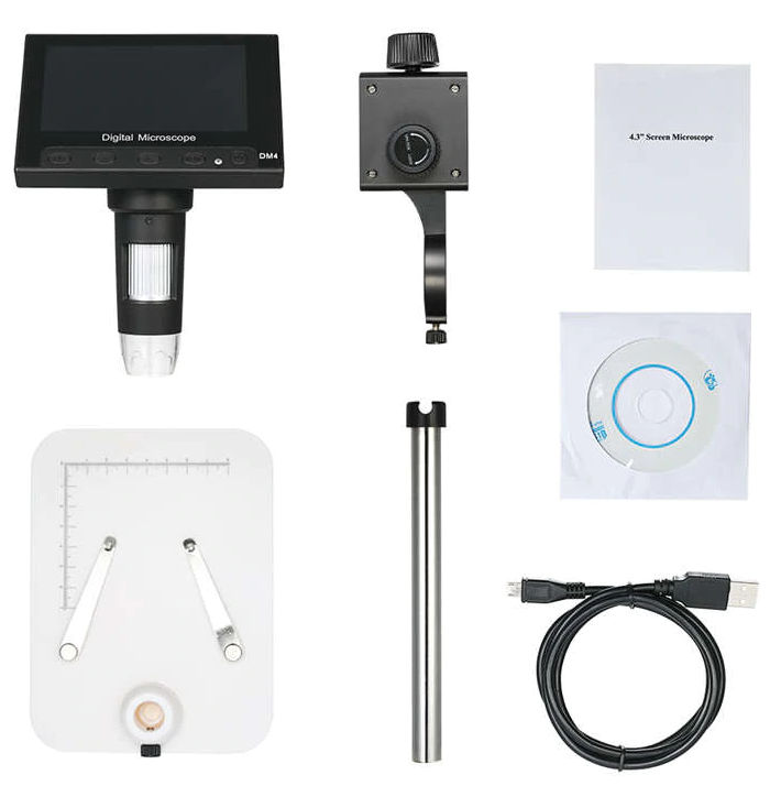 Electronic Digital Video Microscope LED Magnifier Tools 1000 X 4.3'' L