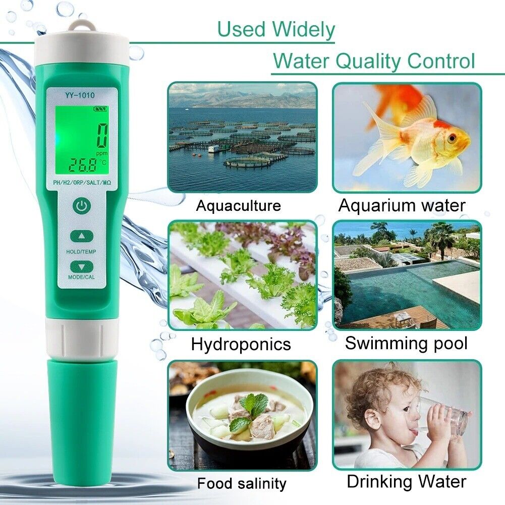 PH EC TDS ORP Salt H2 S.G Temp MΩ Fertility Meter Tester 10 in 1 Water Quality
