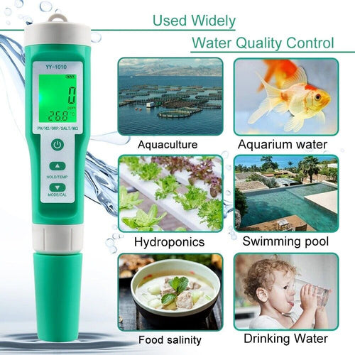 PH EC TDS ORP Salt H2 S.G Temp MΩ Fertility Meter Tester 10 in 1 Water Quality