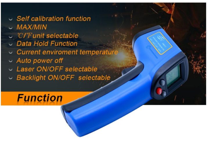 Non-Contact Temperature -50°C~530°C IR Temp Gun Infrared Thermometer GM531-B