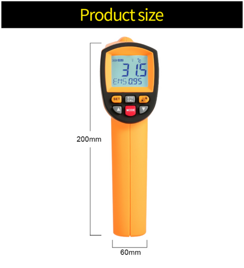 Non Contact Infrared Thermometer 200~1650°C Temperature Laser Gun High Temp IR