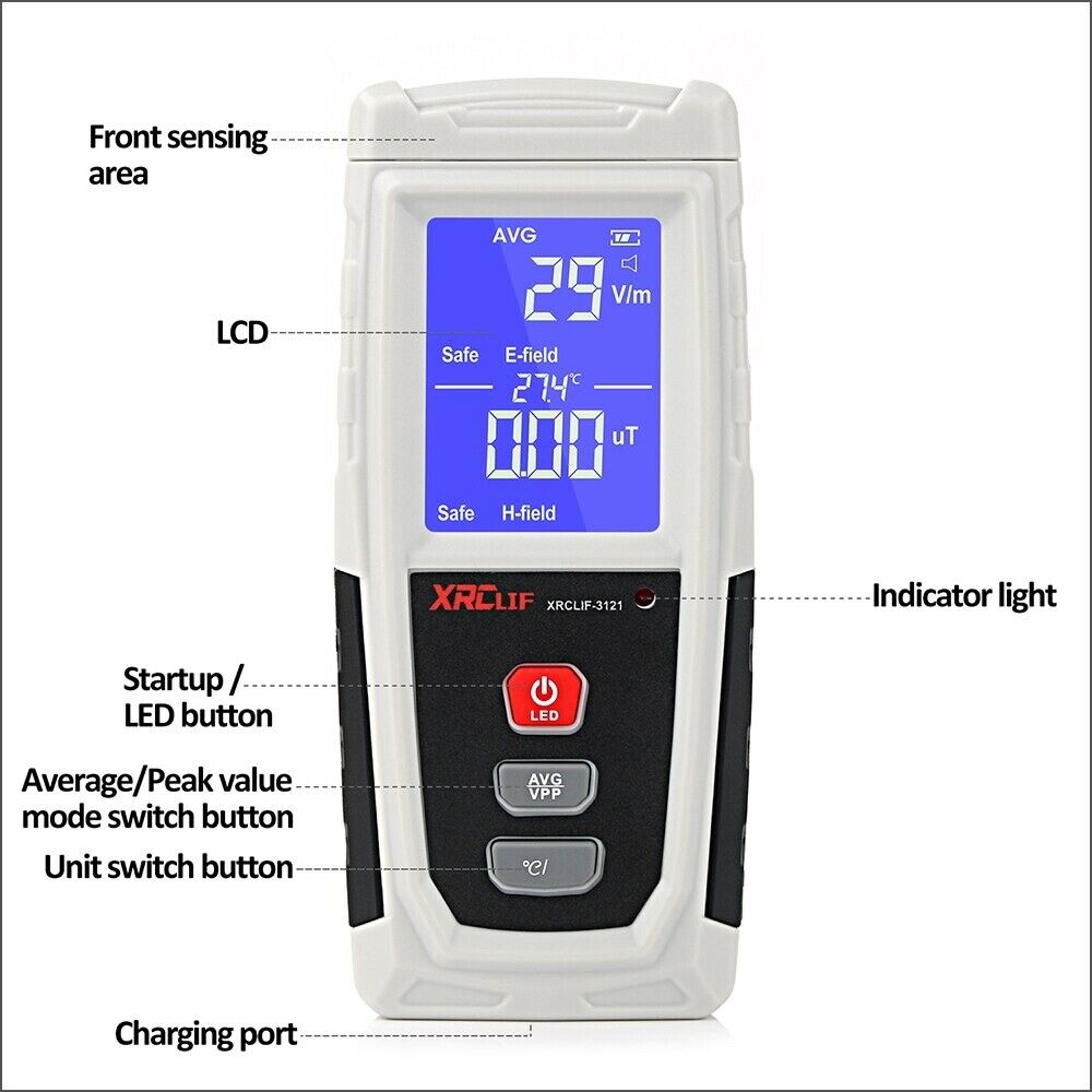 Electromagnetic Radiation Detector EMF Meter Field Tester Emission Dosimeter