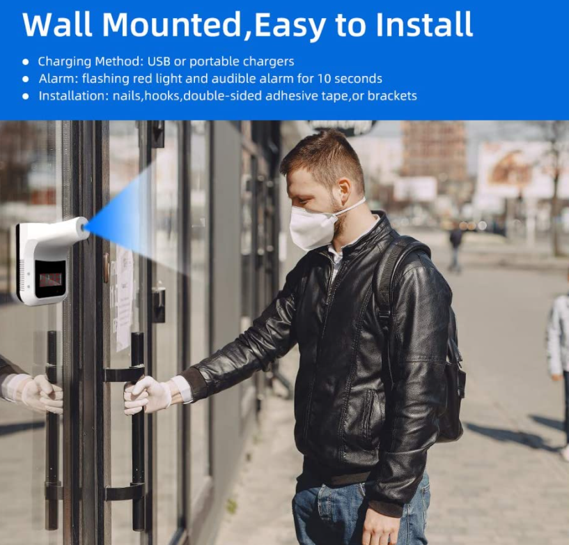 Wall Mounted Digital Thermometer Non-contact Temperature With Alarm & USB K3