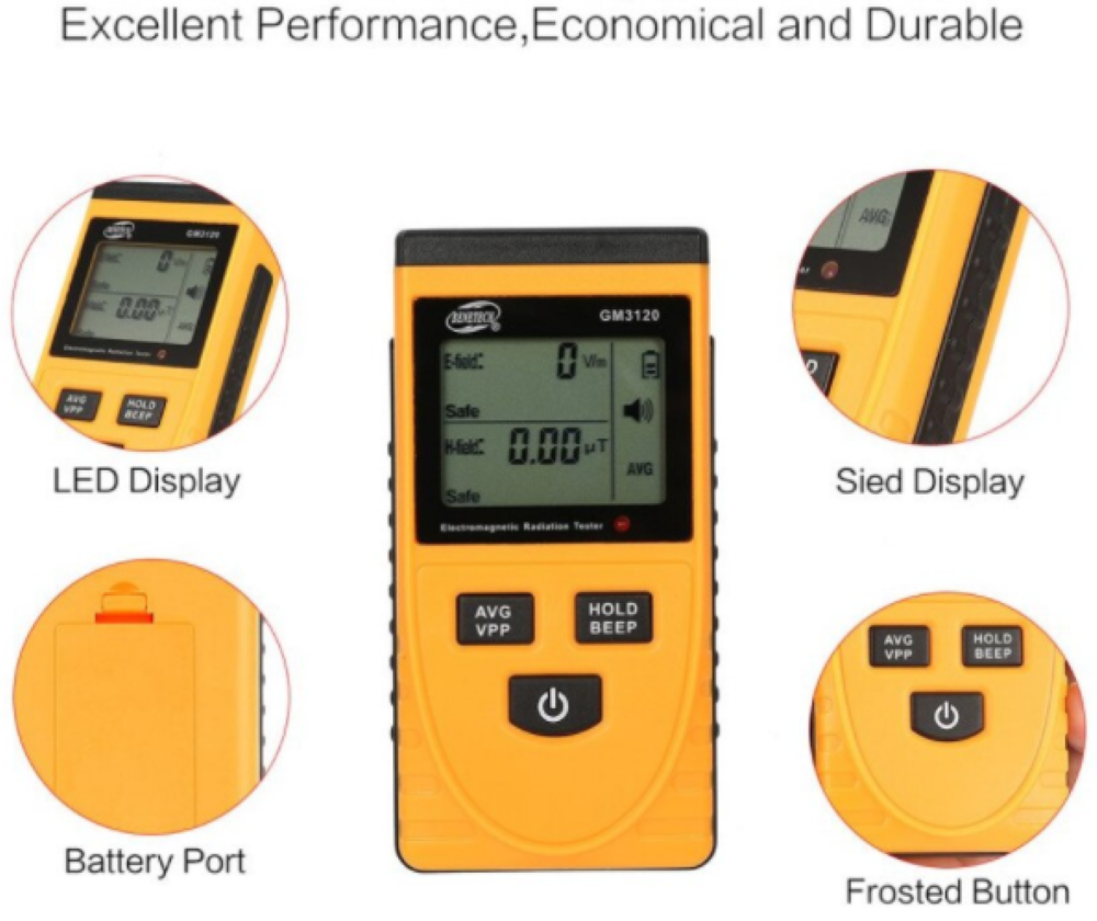 Electromagnetic Field Radiation Detector EMF Tester Meter Benetech GM3120