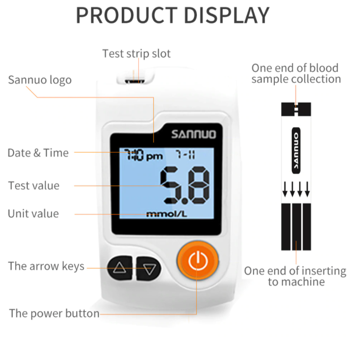 Blood Glucose Monitor Diabetes Testing Blood Sugar Meter 100 Test Strip & Lancet
