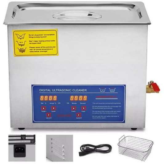 Ultrasonic Cleaning Bath 10L Digital Stainless Ultrasonic Cleaner Timer Heat