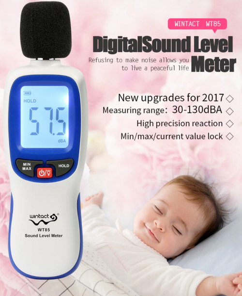 Digital Sound Level Meter 30Dba~130Dba Decibels Noise Volume Monitor WT85