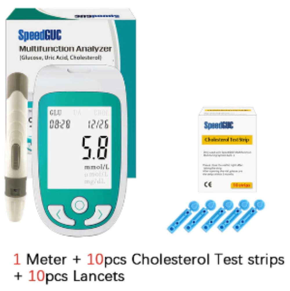 Blood Cholesterol Meter Monitor Device 10 Test Strips & Lancets