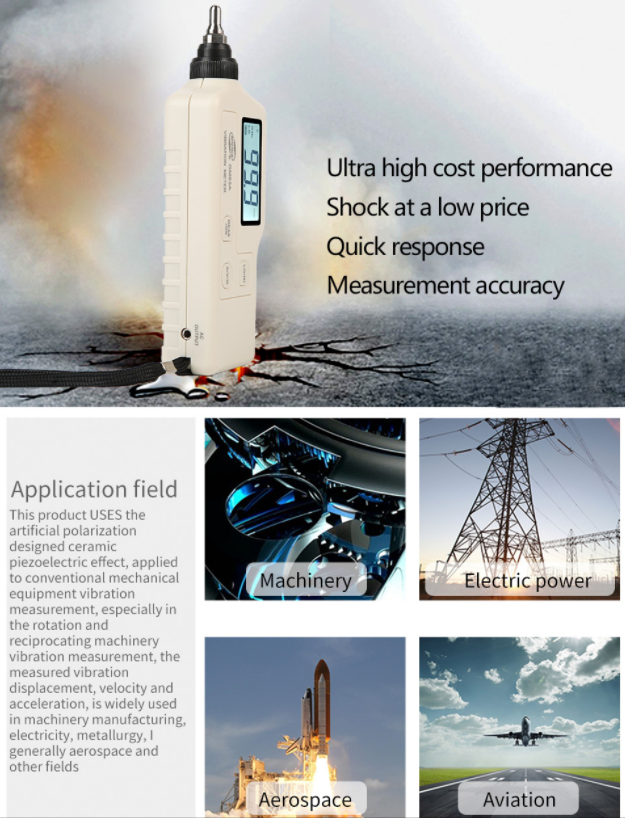 Vibration Meter Measures Monitors Acceleration Velocity & Displacement GM63A