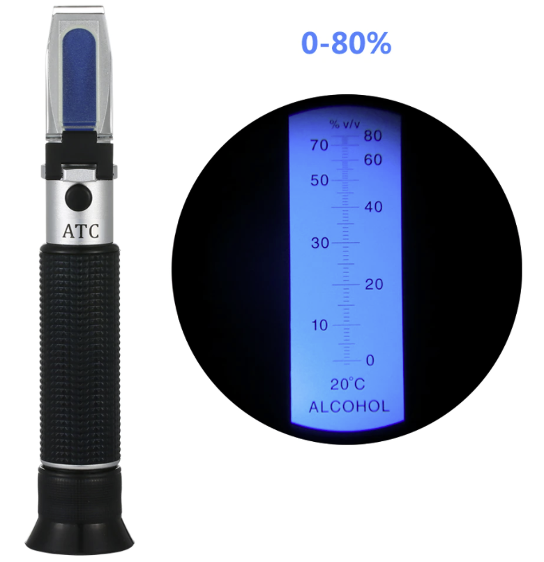 Refractometer Alcohol 0-80% ATC Measures Liquor Wine Spirit Beer Handheld