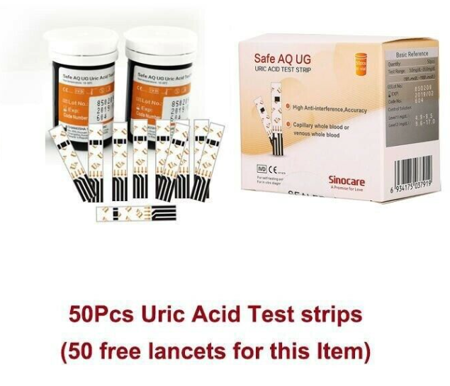 Blood Uric Acid Glucose Meter Monitor Tester 50 Test Strips & 50 Lancets Meter & Lancet