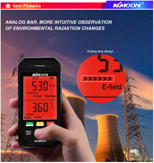EMF Tester Meter Electromagnetic Radiation Electric & Magnetic Detector Reader