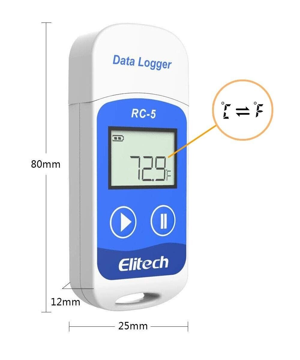 Temperature Data Logger USB Recorder 32000 Points High Accuracy Elitech RC-5