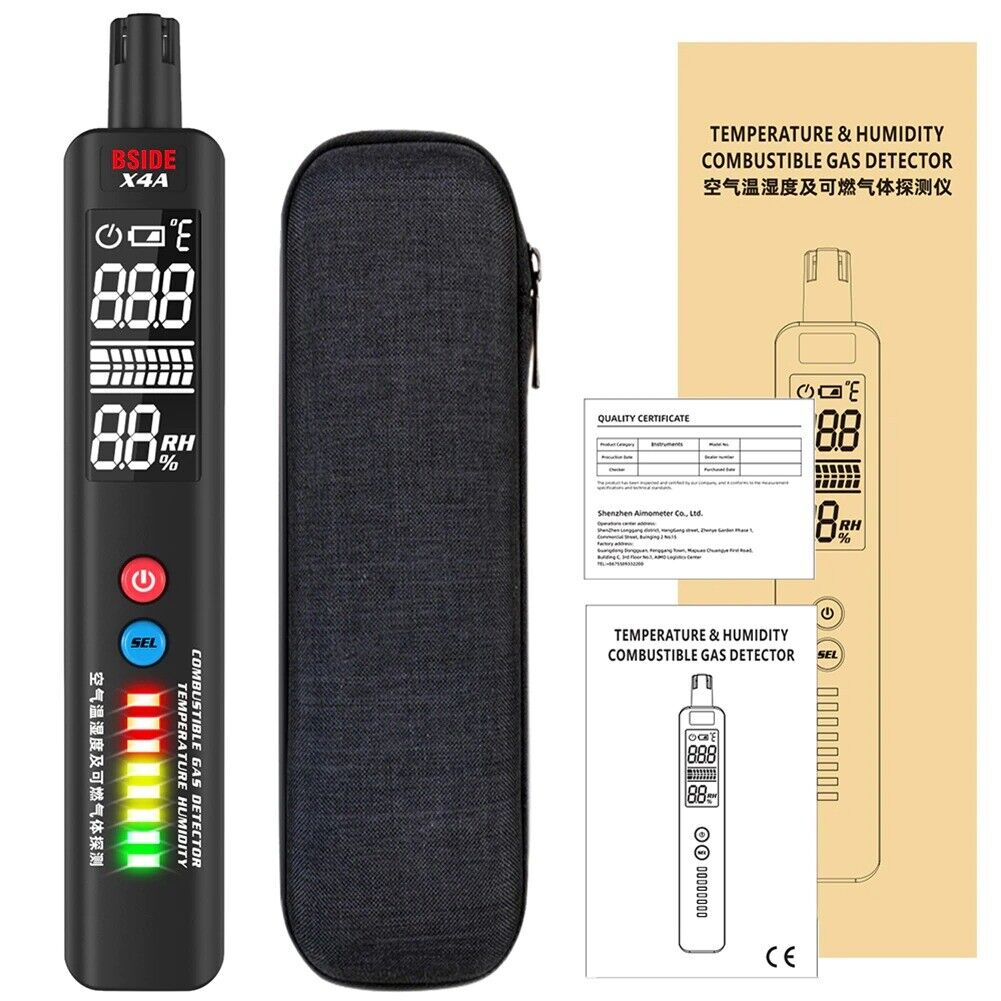 Portable Gas Leak Temperature Humidity Detector Air Tester LCD Display BSIDE X4A