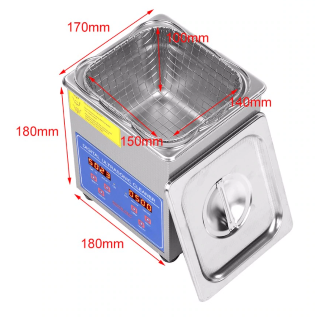 Ultrasonic Cleaner 2L Ultra Sonic Bath Cleaning Timer Heat Digital Stainless