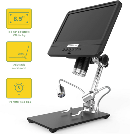Microscope Digital 8.5 Inch LCD 5X-1200X Stereo LCD Display Screen 1080P