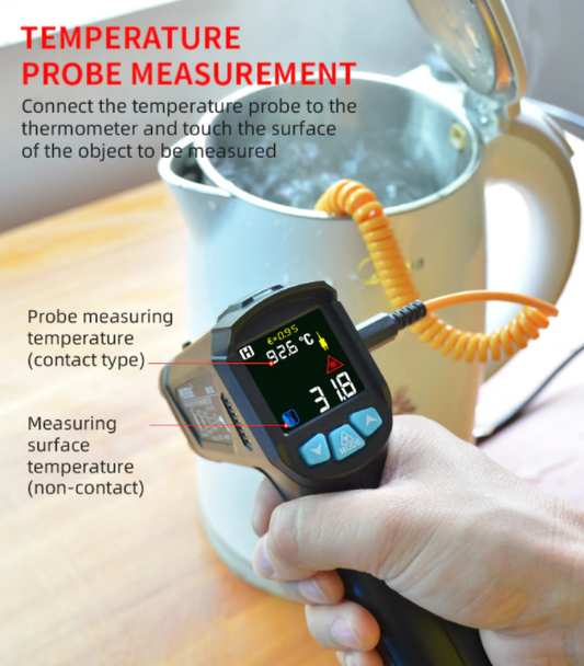 Temperature Humidity Gun -50-800°C Non Contact Infrared IR Thermometer & K Type