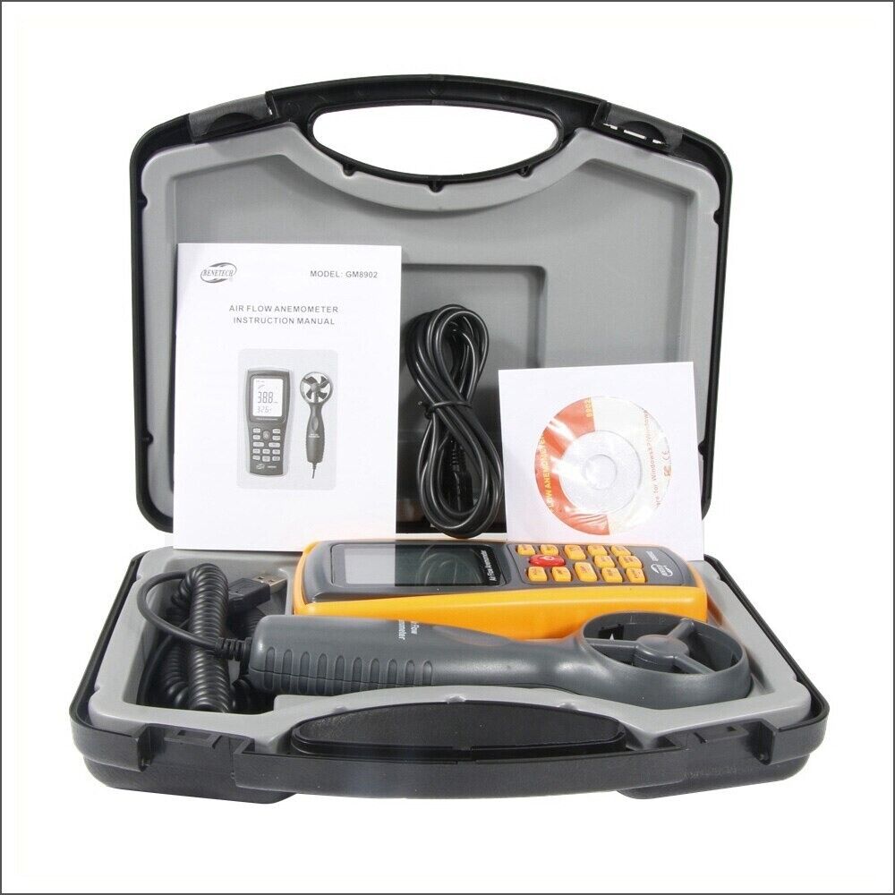 Digital Anemometer Wind Speed Air Velocity Temperature Meter 0-45M/S Logger