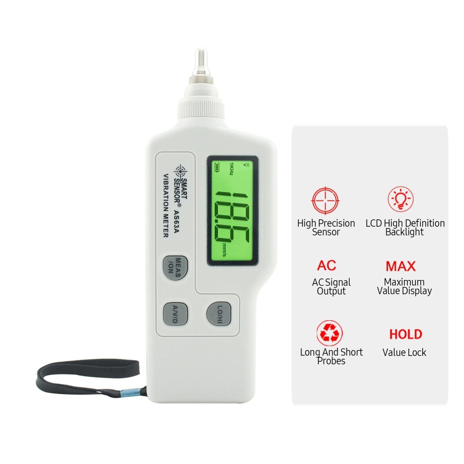 Vibration Meter Tester Analyzer Tests Acceleration Velocity Displacement AS63A