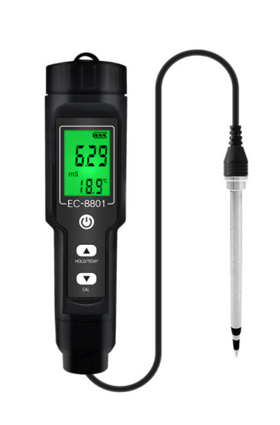 EC & Temp Meter Tester Reader for Soil Waterproof Electrical Conductivity ATC