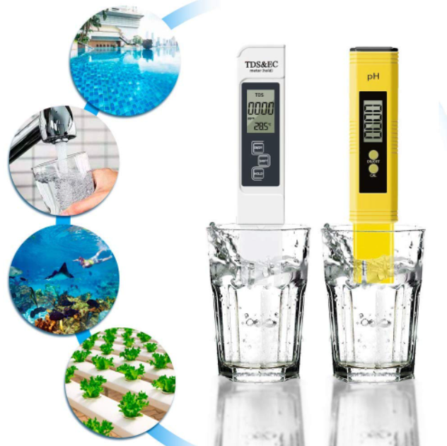 pH EC TDS  Pen Testers LCD Digital Display Water Quality Monitor Test 2 Meters