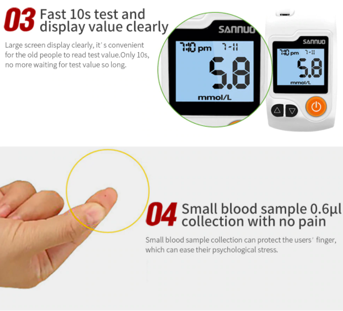 Blood Glucose Monitor Diabetes Testing Blood Sugar Meter 50 Test Strips & Lancet