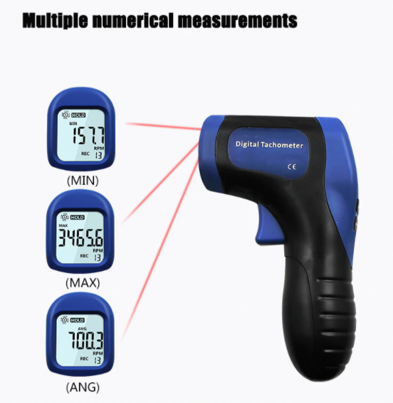 Photo Tachometer Non-Contact Laser Digital 99999RPM Tach Tester Meter LCD