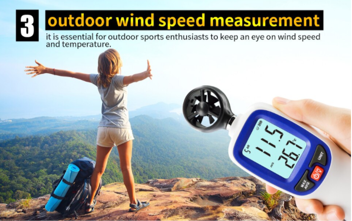 Wind Speed Meter Anemometer Digital Tester Vane Air Flow Gauge Backlight WT82
