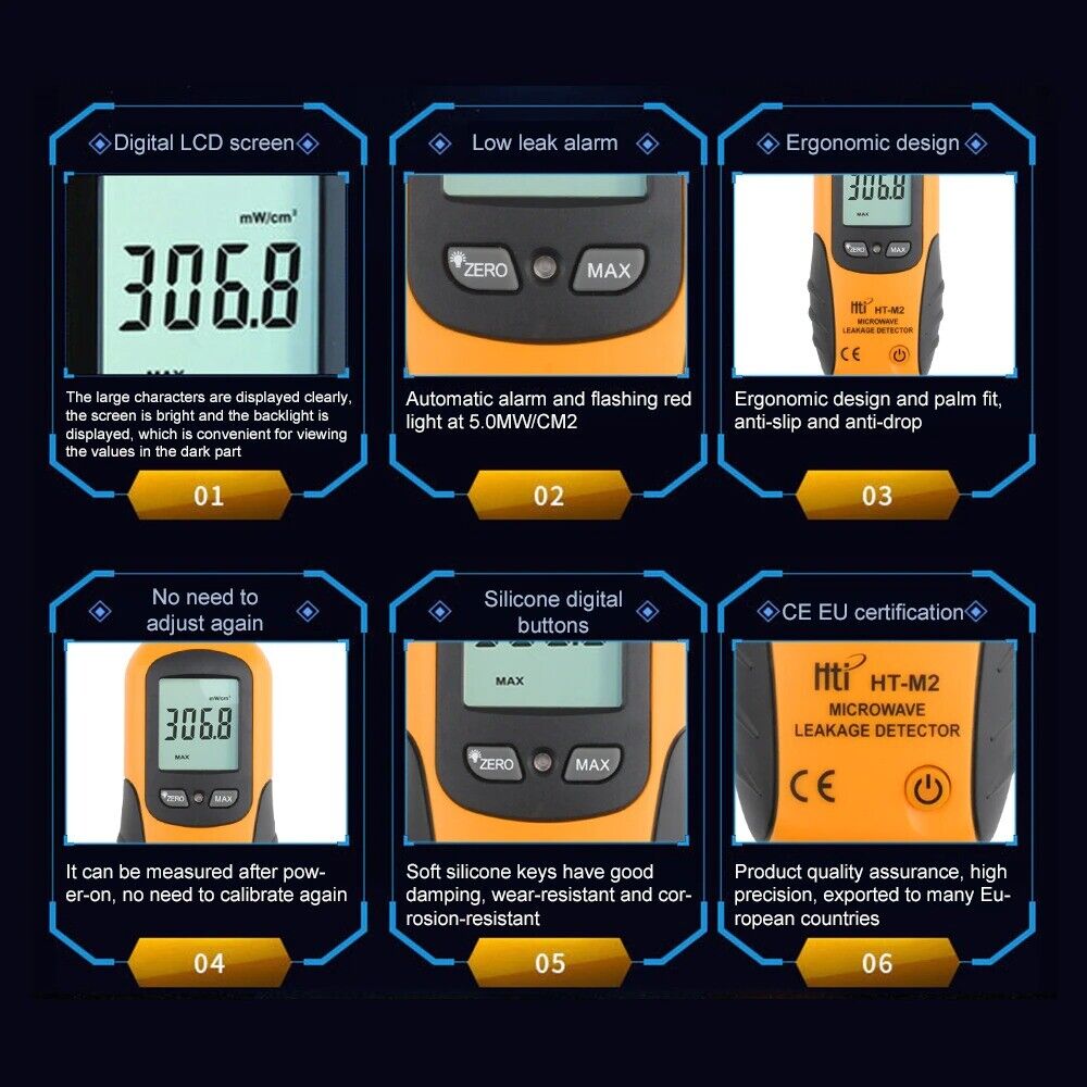 Microwave Leakage Detector Radiation Meter High Precision Tester Measure HT-M2