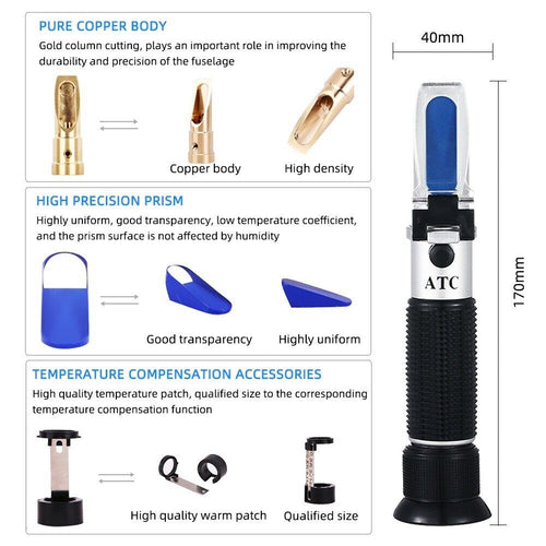 Salinity Brix SG Refractometer 0-10% Brix / 0-100% Salinity / 1.000-1.070 SG