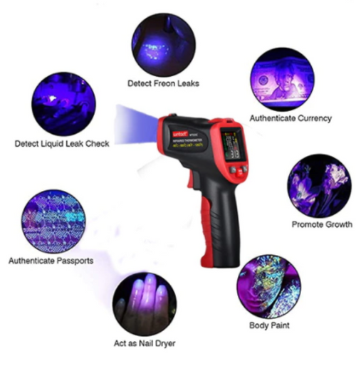 Non Contact Infrared Thermometer -50-650°C K Type Thermocouple Mildew UV Light