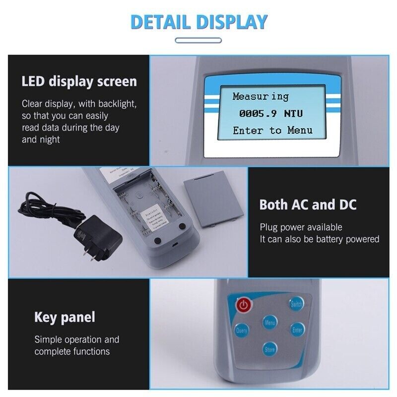 Digital Turbidimeter Turbidity Meter Measures Tester Analyzer 0-200NTU