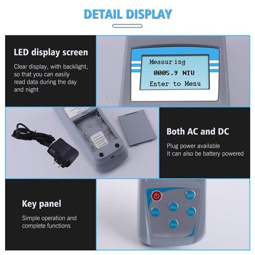 Digital Turbidimeter Turbidity Meter Measures Tester Analyzer 0-200NTU