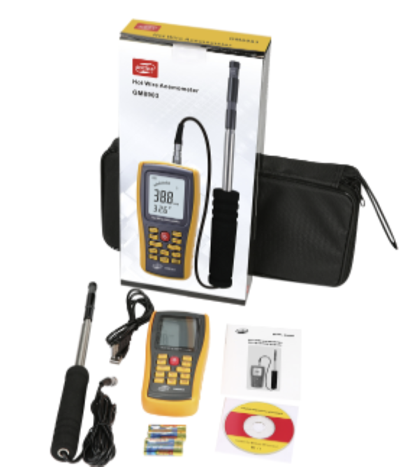 Hot Wire Anemometer Logger Wind Speed Air Flow Temperature Meter Tester GM8903