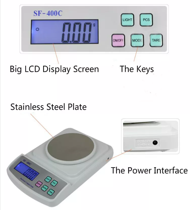 Digital Electronic Scales 500g x 0.01g Balance Weigh LCD Display Lab Industrial