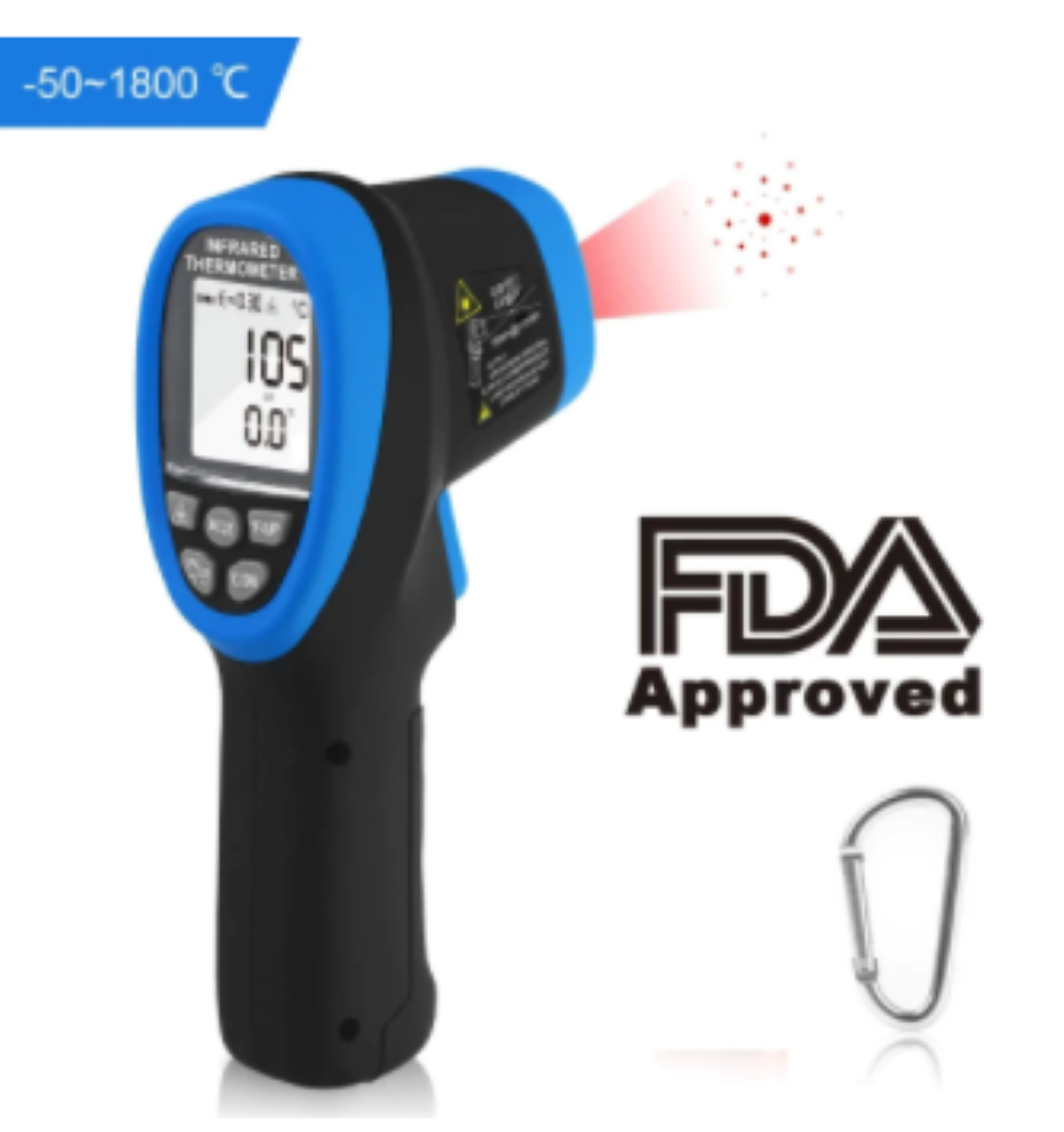 Infrared Thermometer -50-1800℃ Pyrometer IR Temperature Gun Noncontact HP-1800