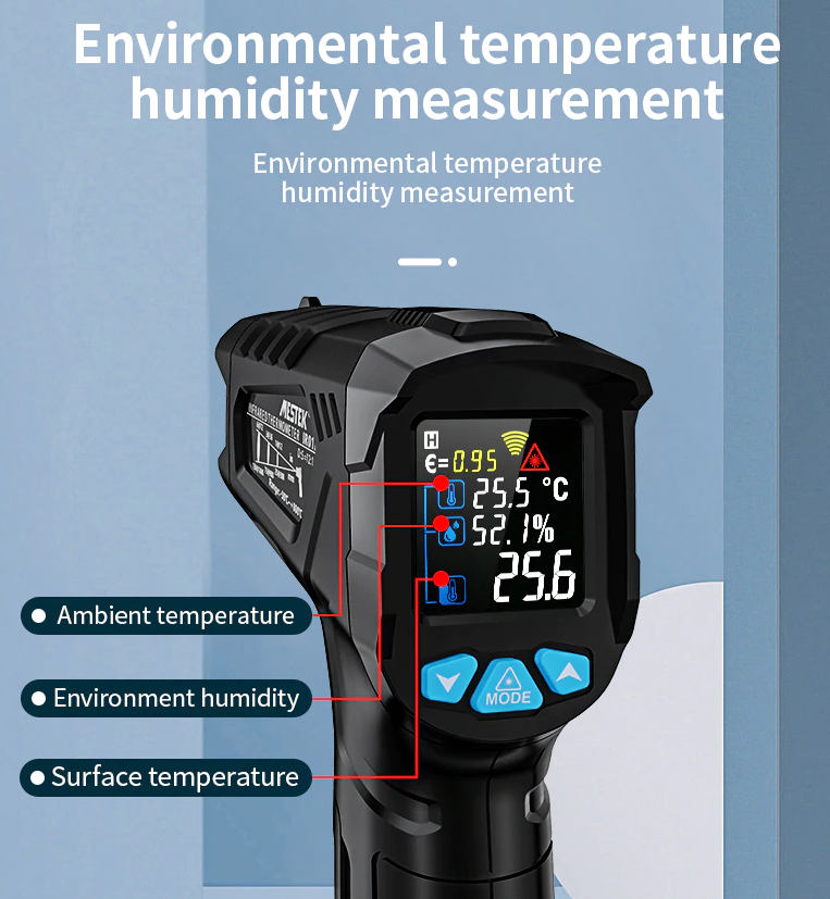 Non Contact -50 to 800°C Humidity Temperature Infrared Thermometer IR Laser Gun