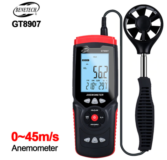 Anemometer Data Logger Wind Speed Air Flow Temperature Meter Tester Measures