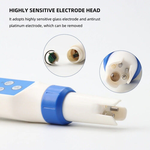 PH EC TDS Salinity TEMP 5 in 1 Meter Waterproof  with Bluetooth Data Logger