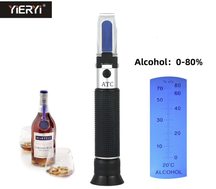 Refractometer Alcohol 0-80% ATC Measures Liquor Wine Spirit Beer Handheld