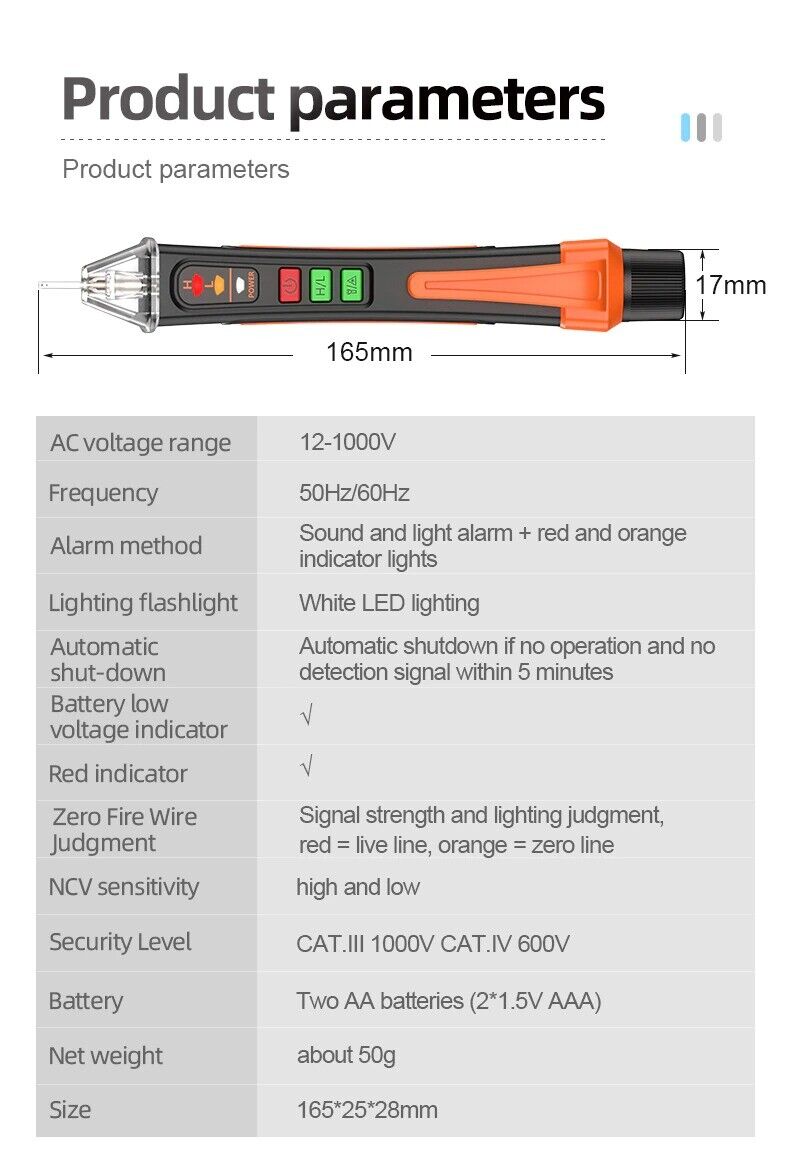 Voltage Detector Smart Non-Contact Voltage Tester Pen Meter