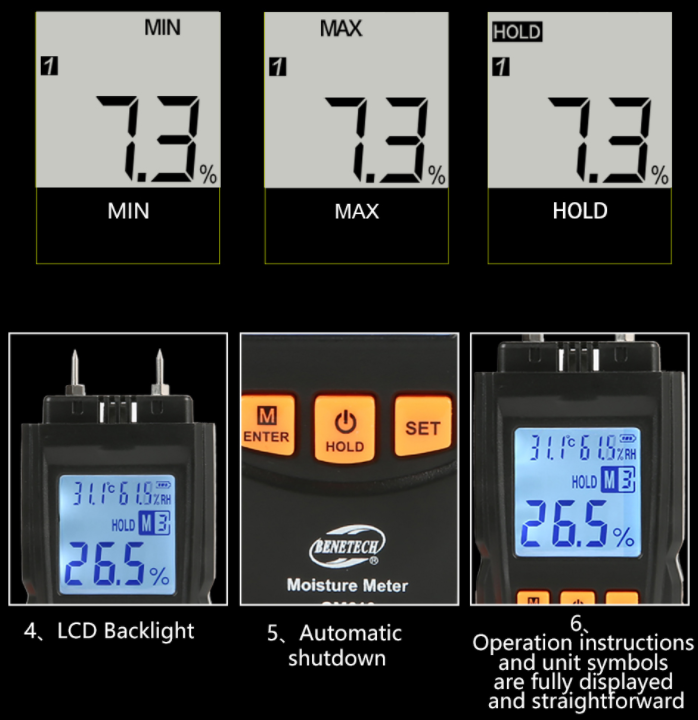 Digital Timber Wood Moisture Meter Measure Damp Detector LCD Tests 0.0-99.0%