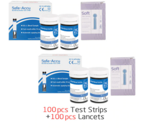 Blood Glucose Sugar Diabetes 100 Test Strips & Lancets For Sinocare Safe Accure