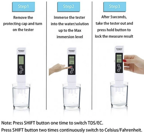 EC TDS Meter LCD Display Conductivity Tester Water Quality Monitor Reader Test